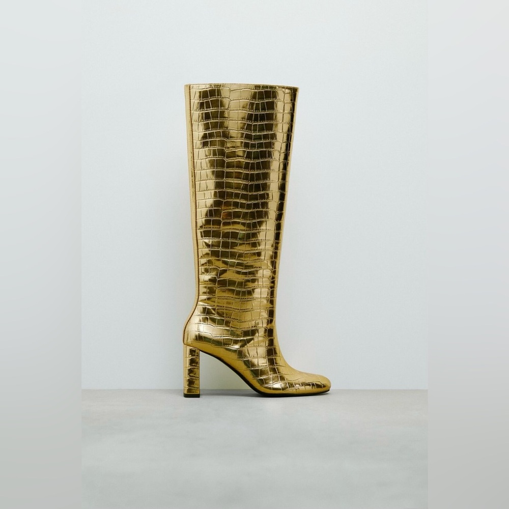 Zara EMBOSSED KNEE HIGH BOOTS